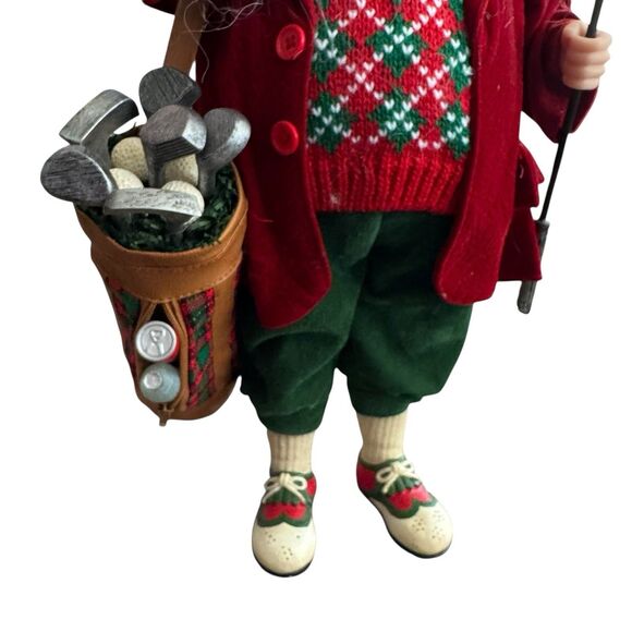 Big 17.25" Joyous Golf Golfer Santa Figure Bringing Holiday Cheer - Picture 4 of 8